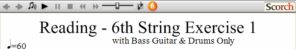 Reading Guitar 6th String Ex. 1 Bass Guitar & Drums